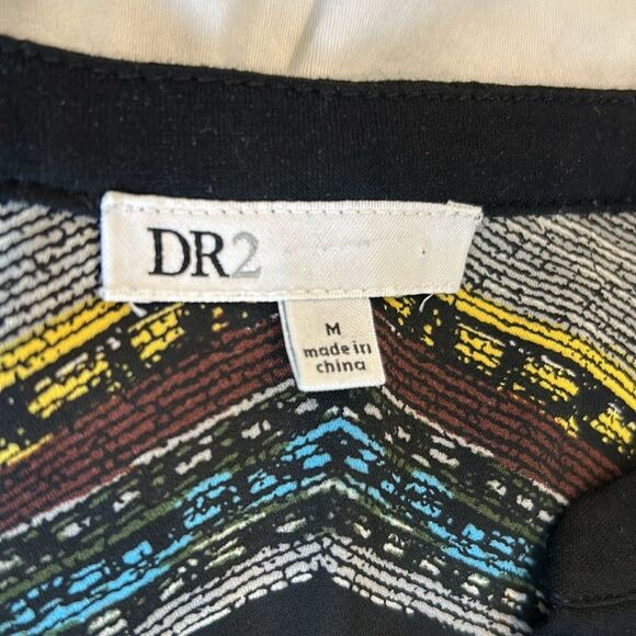 DR2 Women's Black and Gray V-Neck Roll Tab Long Sleeves Tunic Top Size Medium - Picture 2 of 8